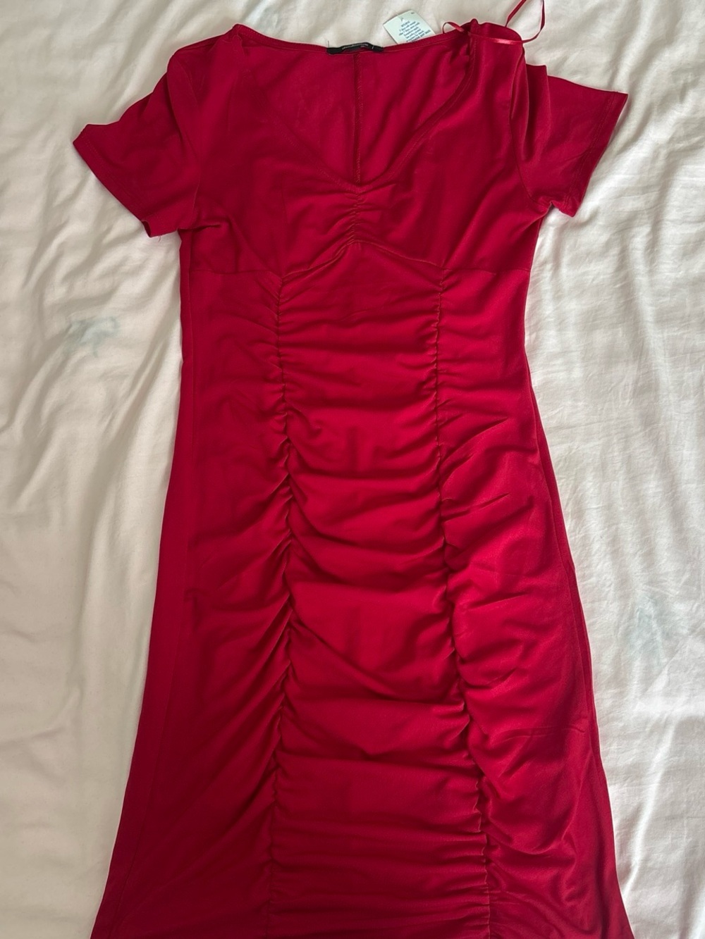 Red Ruched Bodycon Dress - Women
